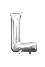 Air-Filled Letter "L"- Silver 14" Balloon (Will Not Float)