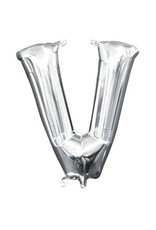Air-Filled Letter "V"- Silver 14" Balloon (Will Not Float)