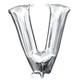 Air-Filled Letter "V"- Silver 14" Balloon (Will Not Float)
