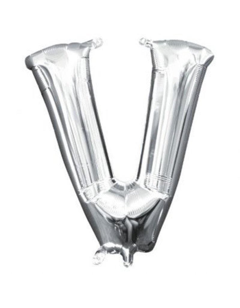 Air-Filled Letter "V"- Silver 14" Balloon (Will Not Float)