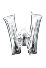 Air-Filled Letter "W"- Silver 14" Balloon (Will Not Float)