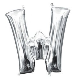 Air-Filled Letter "W"- Silver 14" Balloon (Will Not Float)