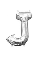 Air-Filled Letter "J"- Silver 14" Balloon (Will Not Float)