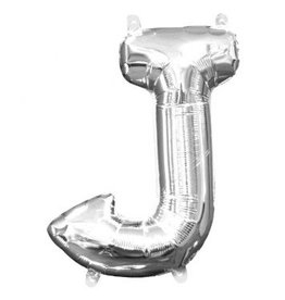 Air-Filled Letter "J"- Silver 14" Balloon (Will Not Float)