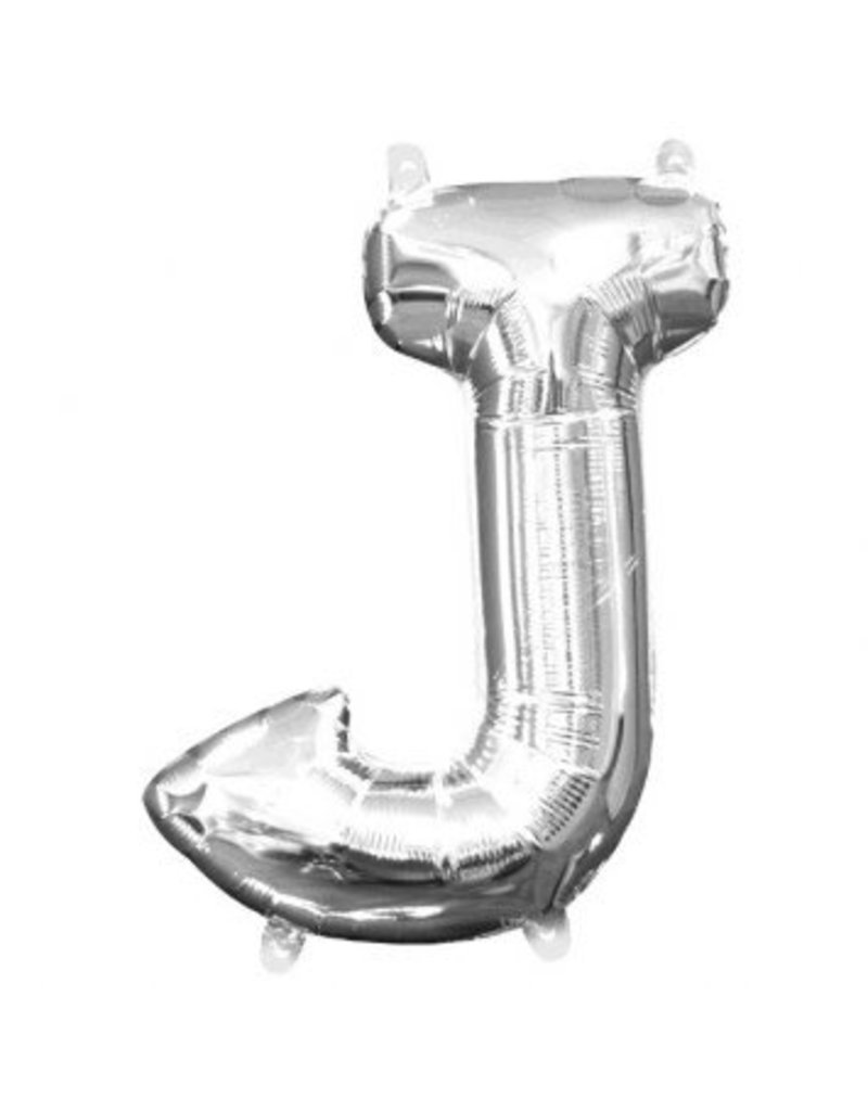 Air-Filled Letter "J"- Silver 14" Balloon (Will Not Float)