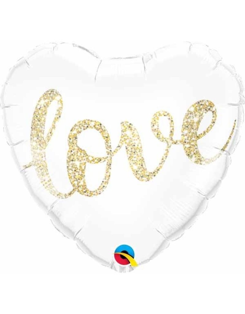 Glitter Heart Love 18" Mylar Balloon