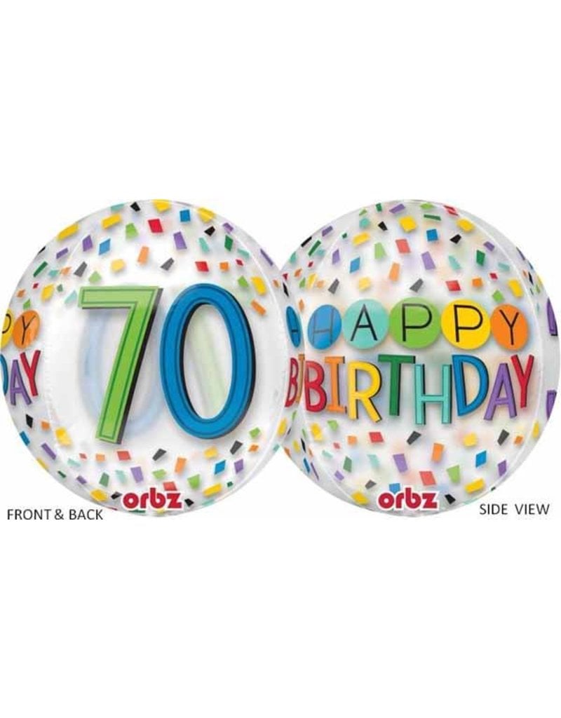 70th Birthday Rainbow 22" Bubble Balloon