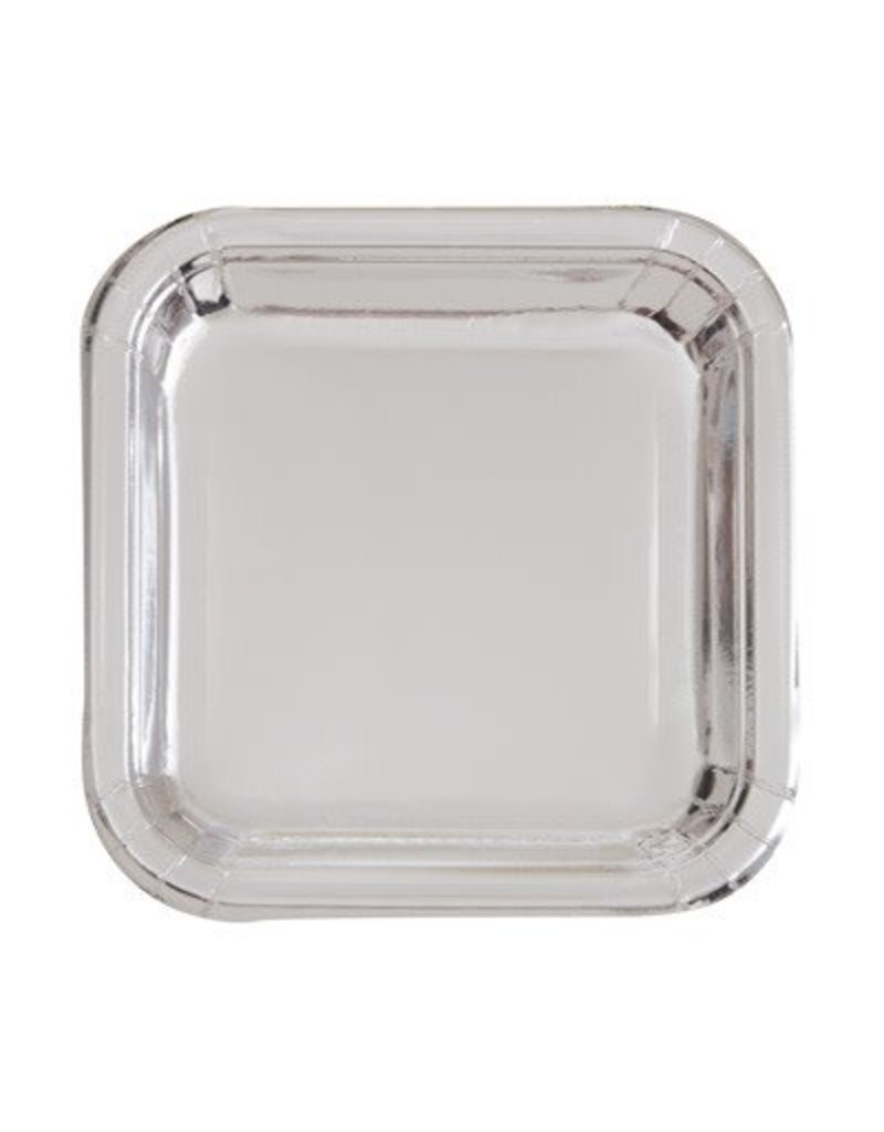 Silver Metallic Square 7" Plates (8)