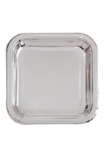 Silver Metallic Square  9" Plates (8)