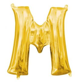 Air-Filled Letter "M"- Gold 14" Balloon (Will Not Float)