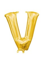 Air-Filled Letter "V"- Gold Balloon (Will Not Float)