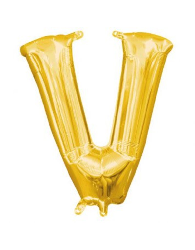 Air-Filled Letter "V"- Gold 14" Balloon (Will Not Float)
