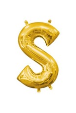 Air-Filled Letter "S"- Gold 14" Balloon (Will Not Float)