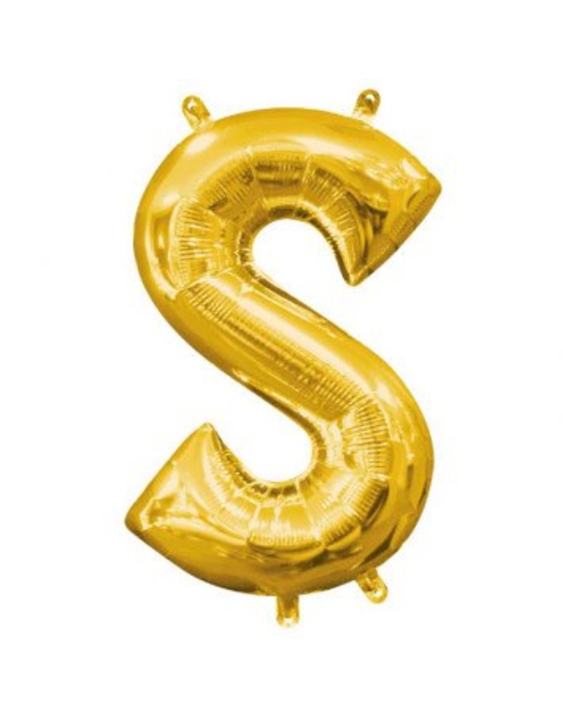 Air-Filled Letter "S"- Gold 14" Balloon (Will Not Float)
