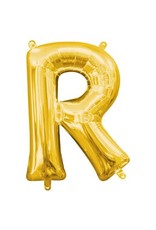 Air-Filled Letter "R"- Gold 14" Balloon (Will Not Float)