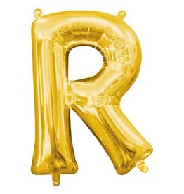 Air-Filled Letter "R"- Gold 14" Balloon (Will Not Float)