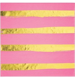 Candy Pink Foil Stamped Luncheon Napkins (16)