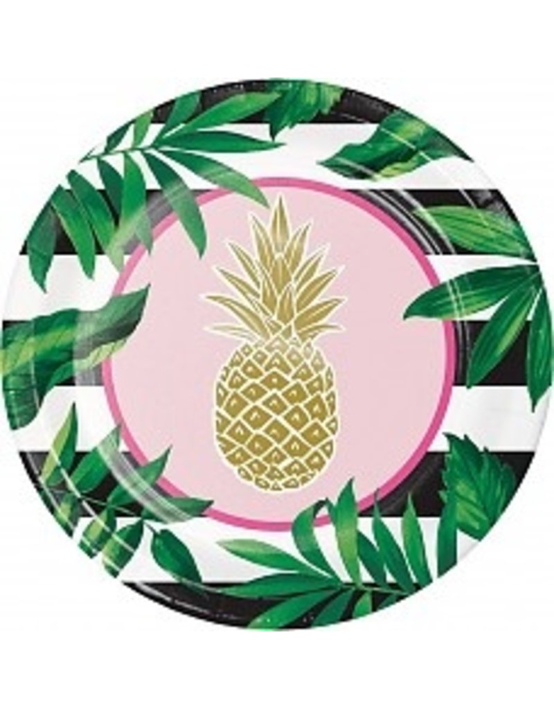 Pineapple Wedding Foil 10" Plate (8)