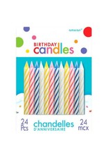Assorted Candy Stripe Spiral Candles (24)