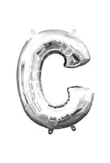 Air-Filled Letter "C"- Silver 14" Balloon (Will Not Float)