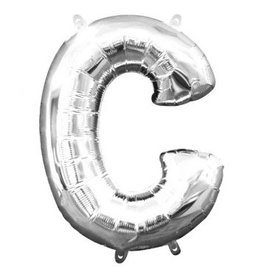 Air-Filled Letter "C"- Silver 14" Balloon (Will Not Float)
