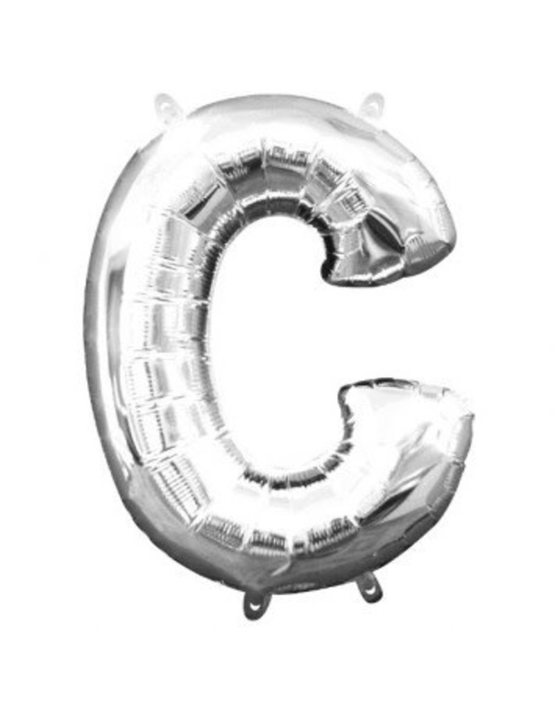 Air-Filled Letter "C"- Silver 14" Balloon (Will Not Float)