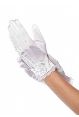 White Satin Lace Trimmed Gloves With Bow Medium (Child Size)