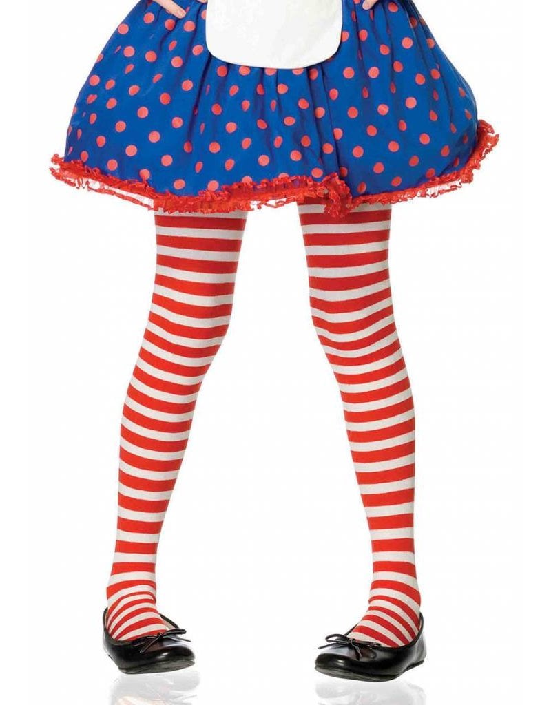 Red & White Striped Pantyhose Large (Child Size)