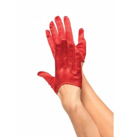 Red Mini Cropped Satin Gloves