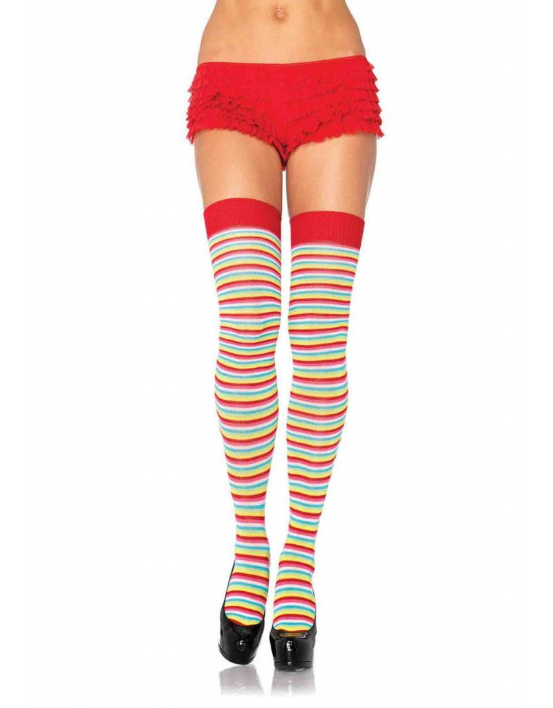 Mini Stripe Rainbow Thigh High Socks