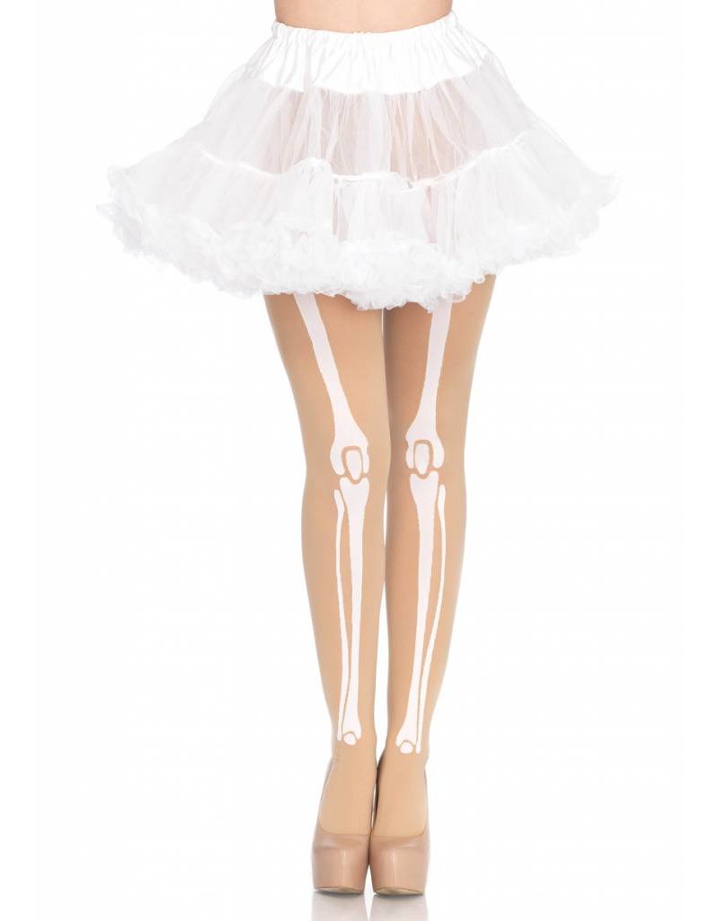 White Skeleton Bone Print Pantyhose