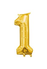 Air-Filled Number "1"- Gold 14" Balloon (Will Not Float)