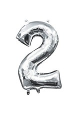 Air-Filled Number "2"- Silver 14" Balloon (Will Not Float)