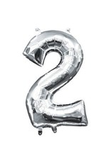 Air-Filled Number "2"- Silver 16" Balloon (Will Not Float)
