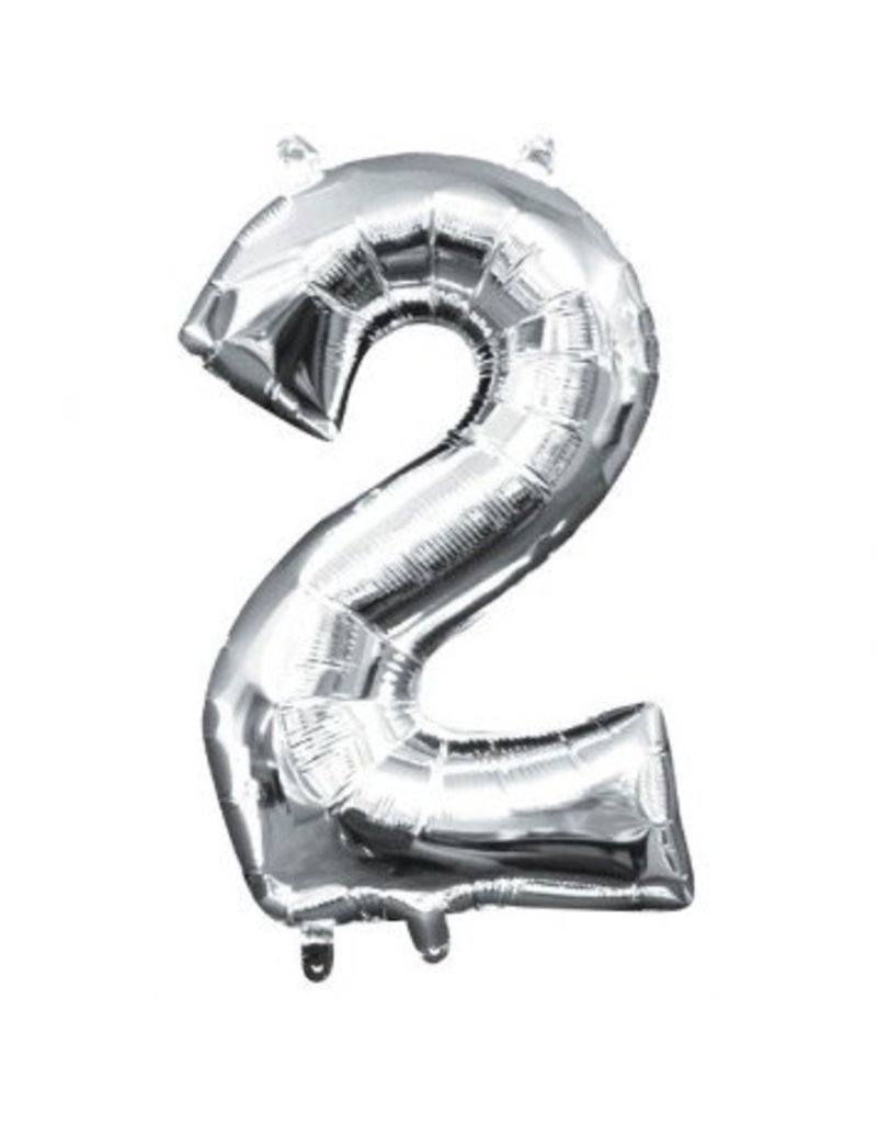 Air-Filled Number "2"- Silver 14" Balloon (Will Not Float)