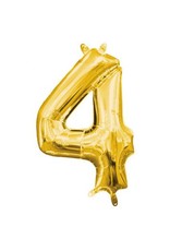 Air-Filled Number "4"- Gold 14" Balloon (Will Not Float)