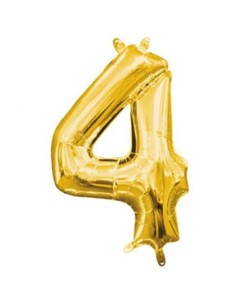 Air-Filled Number "4"- Gold 14" Balloon (Will Not Float)