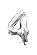 Air-Filled Number "4"- Silver 14" Balloon (Will Not Float)