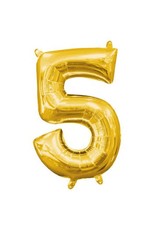 Air-Filled Number "5"- Gold 14" Balloon (Will Not Float)