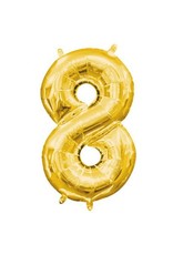 Air-Filled Number "8"- Gold 14" Balloon (Will Not Float)