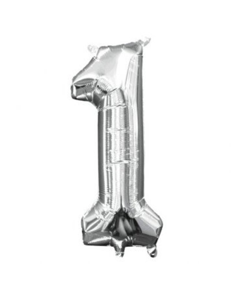 Air-Filled Number "1"- Silver 14" Balloon (Will Not Float)