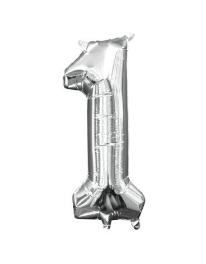 Air-Filled Number "1"- Silver 16" Balloon (Will Not Float)