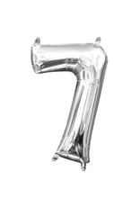 Air-Filled Number "7"- Silver 14" Balloon (Will Not Float)