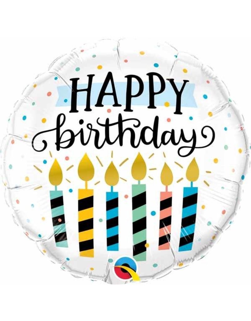 Birthday Candles and Dots 18" Mylar Balloon