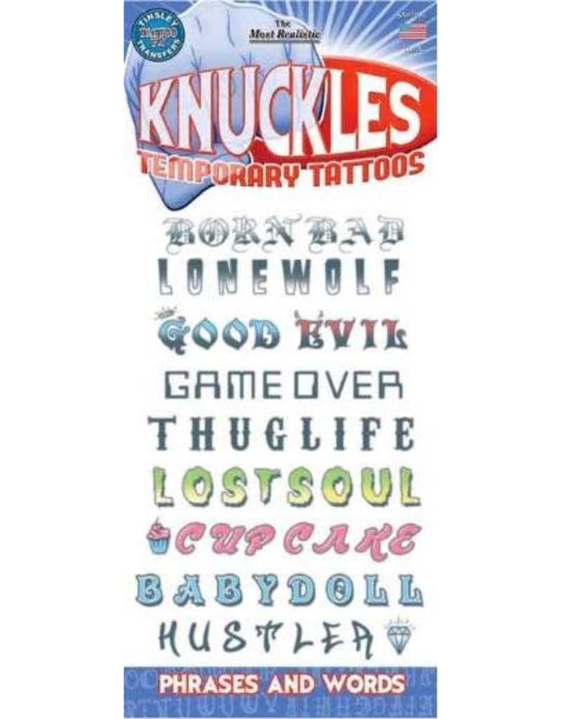 Temporary Tattoos Knuckles Phrases