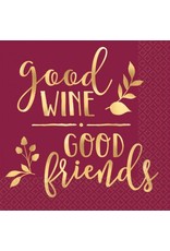 Good Wine & Good Friends Beverage Napkins (16)