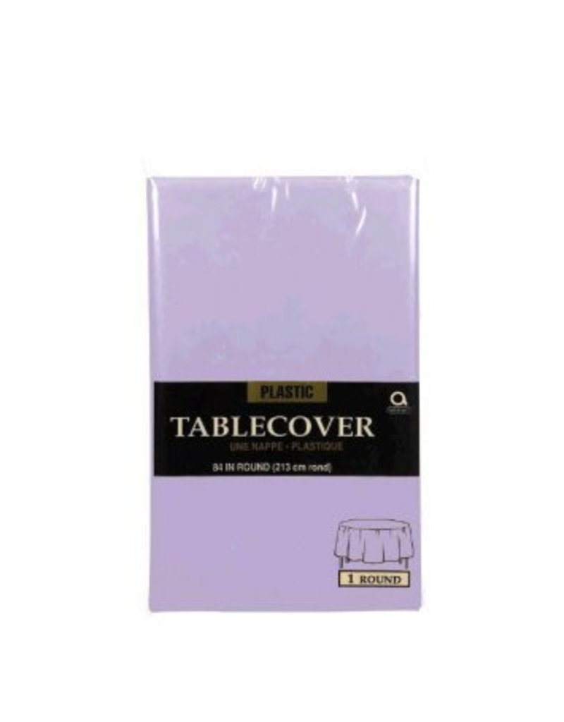Lavender Round Plastic Tablecover 84"