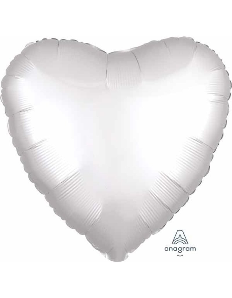 White Heart Satin Luxe 18" Mylar Balloon