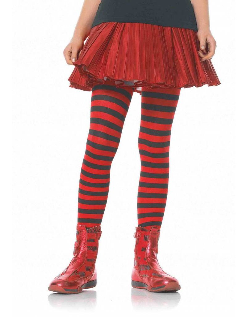 Red & Black Striped Pantyhose Large (Child Size)