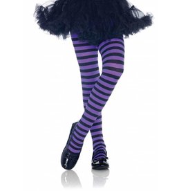 Purple & Black Striped Pantyhose Medium (Child Size)